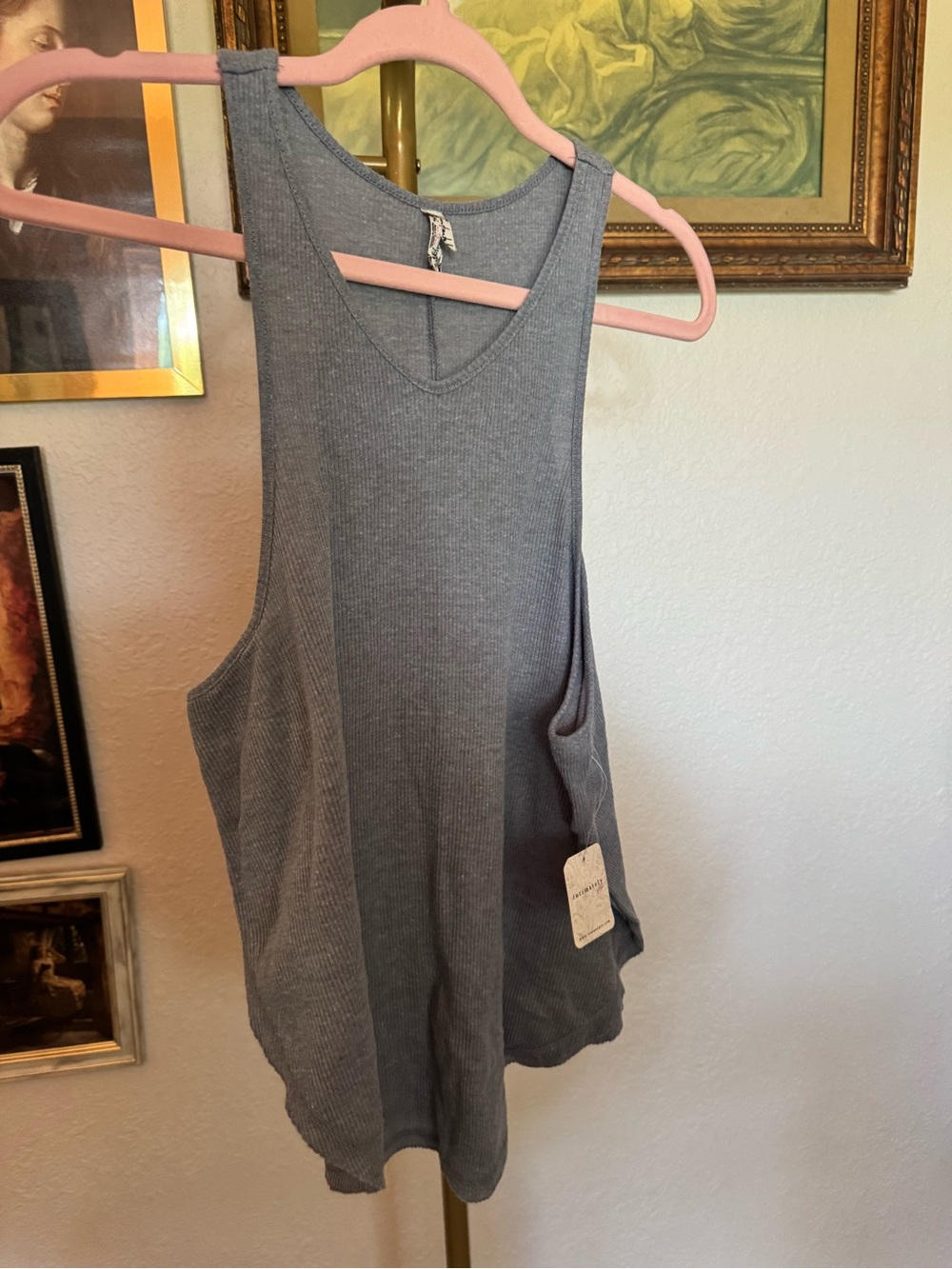 Free People “Clean Slate” Women's Soft Ribbed Tank Top - Gray